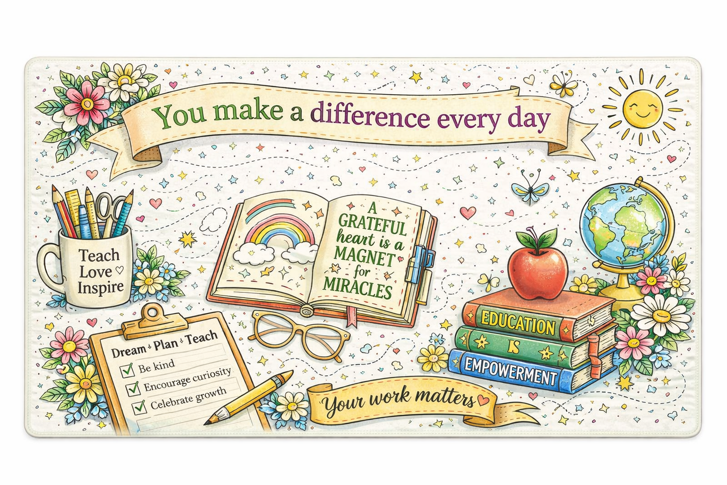 Teacher Inspiration Desk Mat 31.5” x 15.5”