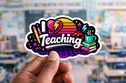 80s Inspired Teacher Love Sticker