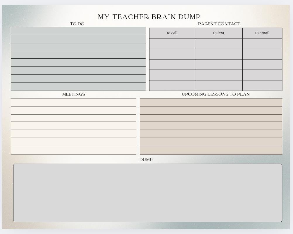 Large Notepad| My Teacher Brain Dump Notepad