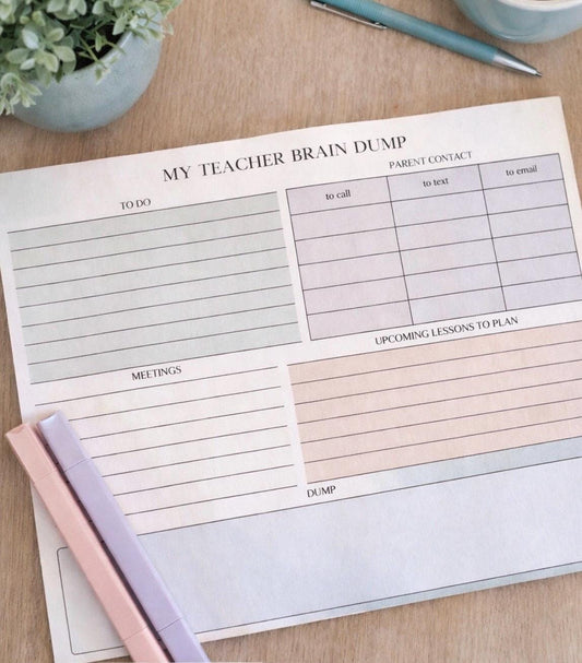 Large Notepad| My Teacher Brain Dump Notepad